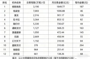 最新交易排名！2026年1月份扫码交易量排行榜出炉！